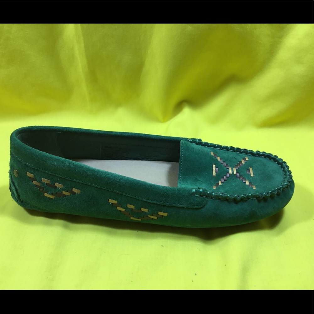 UGG Green Suede Moccasins SZ 8 - Picture 6 of 12